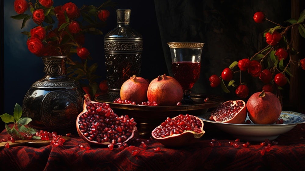 In-text visual representing ancient origins of pomegranate.