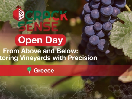 Main visual for the CrackSense Open Day in Greece.