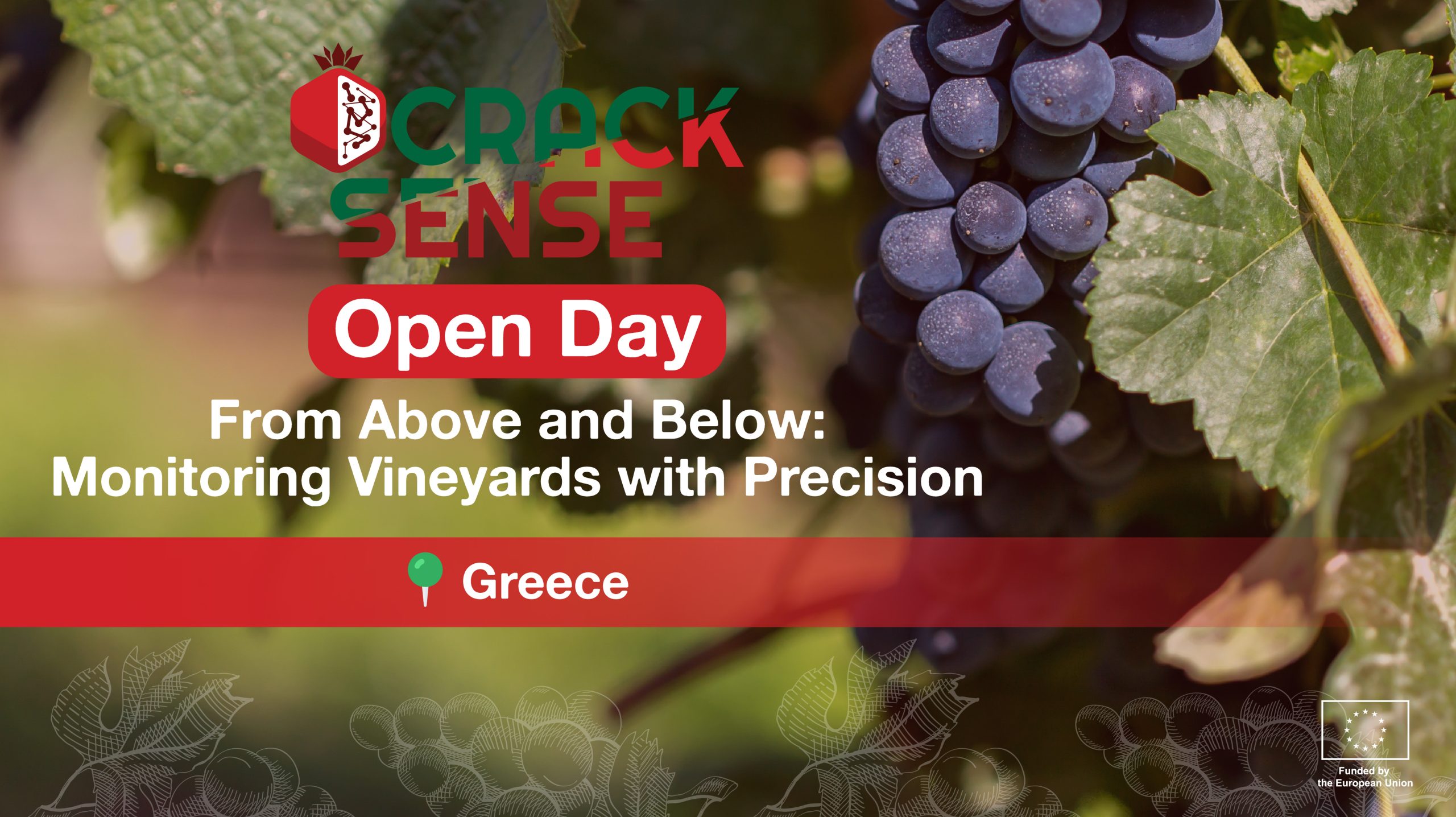 Main visual for the CrackSense Open Day in Greece.