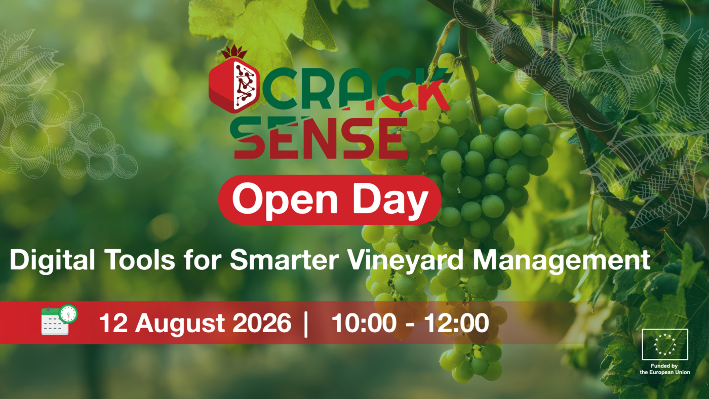 Main visual for the CrackSense Open Day in Lachish, focused on grape cracking.