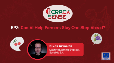 Main visual for an interview with Nikos Arvanitis about AI in agriculture.