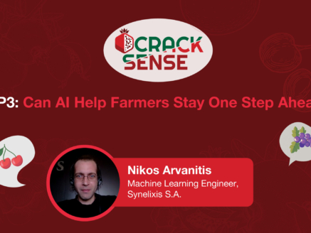 Main visual for an interview with Nikos Arvanitis about AI in agriculture.